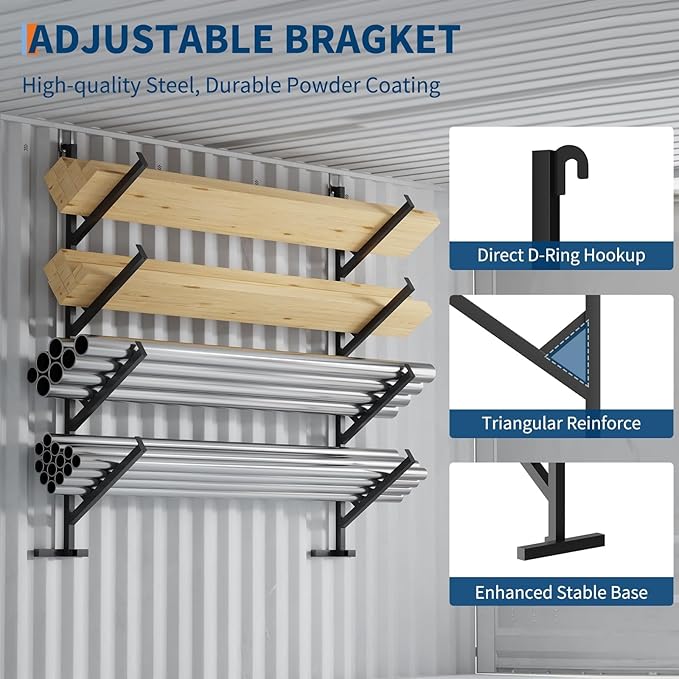 4 Pack Heavy Duty Shipping Container Shelving for Vertical Storage, 4 TierPipe Rack for Containers for Storage, No-Drill Shipping Container Brackets and Shipping Container Accessories Set