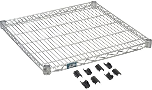 Nexel Additional Wire Shelf for Wire Shelving Units, 600-800 lb Capacity, 24"W x 24"L, Silver Epoxy Finish