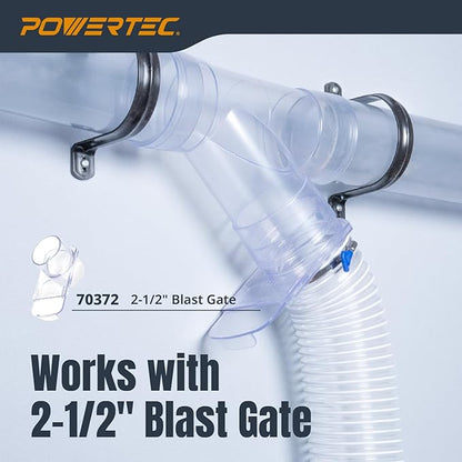 POWERTEC Clear PVC Pipe 2-1/2" x 36" Long, 1PK Rigid Plastic Tubing, Round Tube Compatible w/Dust Collection Fitting, for Woodworking Tool, Dust Collection System, Toy Cars and Bird Feeder (70176V)
