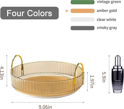 YCIA&DONE 360 Rotating Makeup Organizer and Storage for Vanity Countertop 1 Tier, High Capacity Cosmetic Skincare Perfume Organizers for Dresser Bathroom Fridge Lazy Susan (Amber Gold)