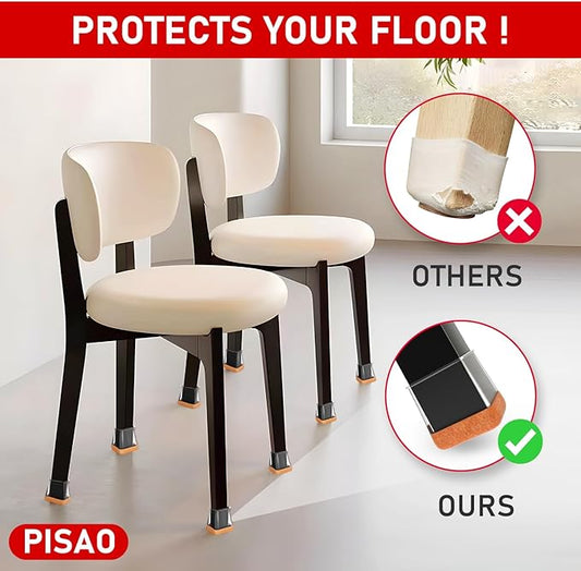 24 Pcs Chair Leg Floor Protectors Square, Silicone Chair Leg Protectors Caps Covers for Hardwood Floors, Furniture Pads Sliders with Wrapped Felt Bottom Medium (Fit:3/4"~1-1/8")