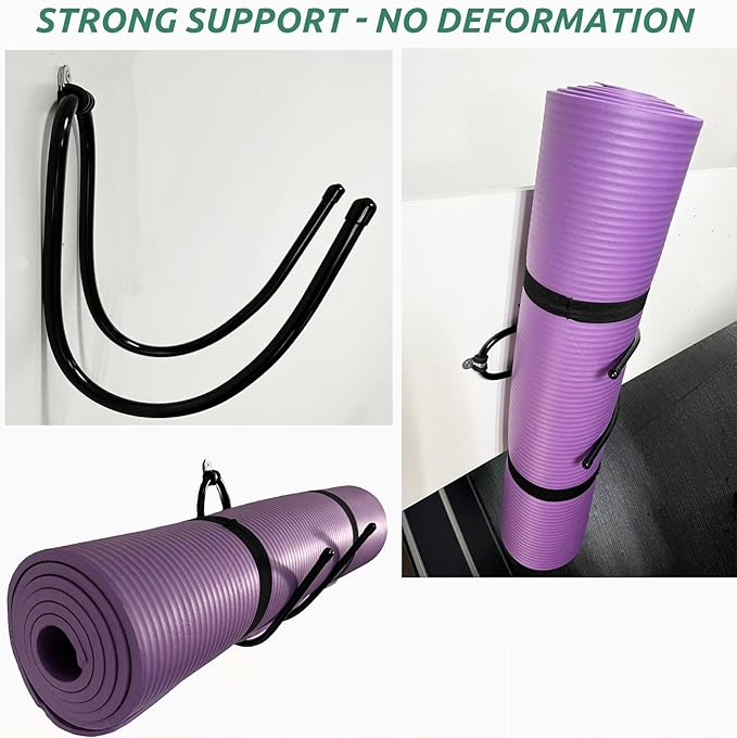 2 Pack Large Yoga Mat Holder Wall Mount Yoga Mat Storage Rack, Wall Shelf Organizer for Yoga Mat/Wheels, Foam Roller,Stretching Strap & Resistance Bands,Towel etcs, for Home Gym School Office