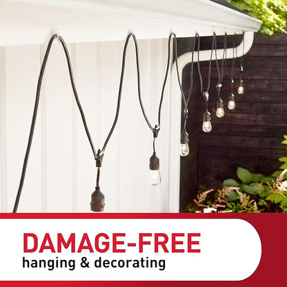 Command Outdoor Light Clips, 20 Clear Clips and 24 Command Strips, Damage-Free Hanging Outdoor Light Clips with Weather Resistant Strips, Wall Clip for Hanging Outdoor Lights and Cable Management