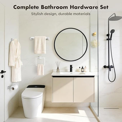 Bathroom Accessories Towel Bar Set: 20 Pieces Brushed Nickel Square Bathroom Hardware SUS304 Stainless Steel - Wall Mounted Towel Rack&Toilet Paper Holder&Towel Ring and Towel Hook