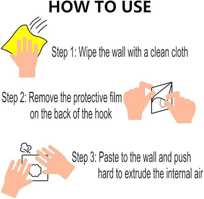 12 Pack Heavy Duty Self Adhesive Hooks - 33lb Max, Transparent, Waterproof, Sticky Wall Hooks for Keys, Bathroom, Shower, Outdoor, Kitchen, Door, Home Improvement, Utility