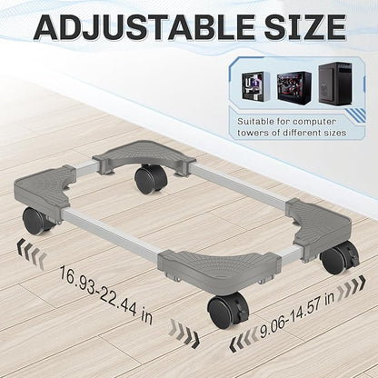 Liitrton Mobile CPU Stand with 4 Locking Casters, Ventilated PC Tower Stand for Floor, Fits Most PC Towers, Office Gamers (Light Grey)