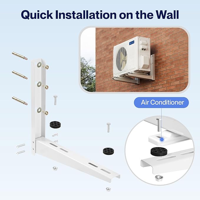 Della Heavy Duty Mini Split Wall Mounting Bracket for 6000-12000 BTU, Outdoor Ductless Air Conditioners Heat Pumps Adjustable Wall Mount Bracket, Supports up to 350 LBS