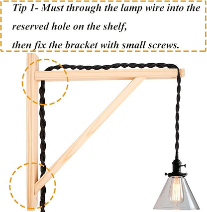 4 Pack Wall Mount Natural Wood Bracket Solid Bracket Shelf Supports Kits for Sconces Pendant Lights Swag Lamps Lighting Lamps Hanging Farmhouse Design DIY Project with Screws