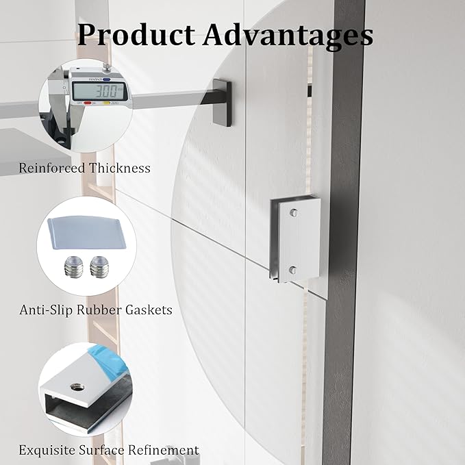 Alise Glass Shelf Brackets 2Pcs, Adjustable Shower Glass Clamps, Heavy Duty Clamp Holder, SUS304 Stainless Steel Brackets for 8-12mm Shower Shelf Bracket and Wall-to-Panel Connection, Brushed Nickel