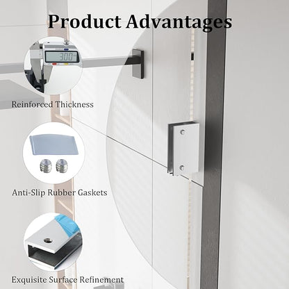 Alise Glass Shelf Brackets 2Pcs, Adjustable Shower Glass Clamps, Heavy Duty Clamp Holder, SUS304 Stainless Steel Brackets for 8-12mm Shower Shelf Bracket and Wall-to-Panel Connection, Brushed Nickel