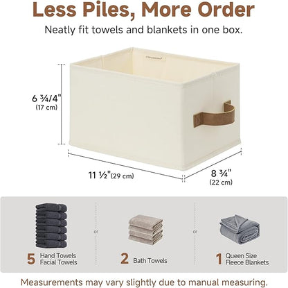 StorageWorks Closet Organizer Storage Baskets, Storage Bins for Shelves, Fabric Organization and Storage, Foldable Closet Organizer for Clothes, Ivory White, 3-Pack, Small