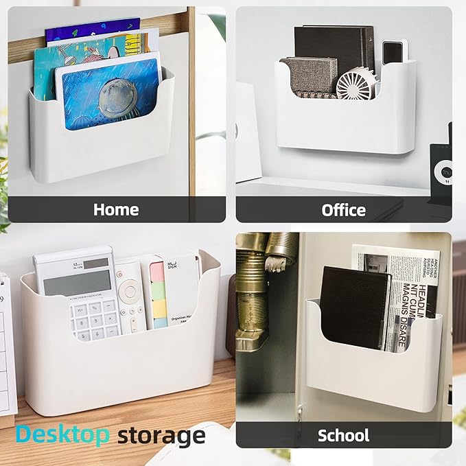 Wall Mount Folder Holder File Organizer No Drilling File Holder Hanging File Mail Organizer Door Office Mail Supplies Storage Magazine Envelope Planner Wall Single Pocket Off White (5 Count)