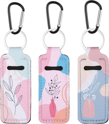 Pengxiaomei 3 Pcs Chapsticks Holder Keychain for Lipstick, Stocking Stuffers for Teen Girls Women Small Christmas Gifts
