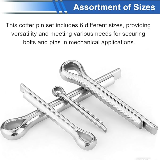 304Pcs Cotter Pins 24-Sizes 304 Stainless Steel Cotter Pins Assortment Kit Used for Hitch Lock System, Trucks, Engine Repair