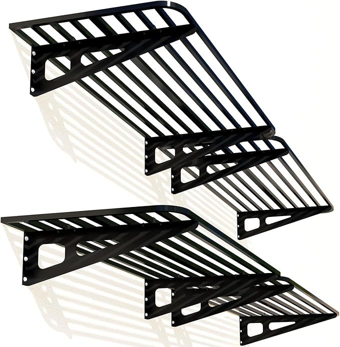 Garage Shelving Wall Mounted, 2-Pack 2x8ft Garages Shelving 24-inch-by-96-inch Wall Shelf Garage Storage Rack Floating Shelves, Space-Saving Black