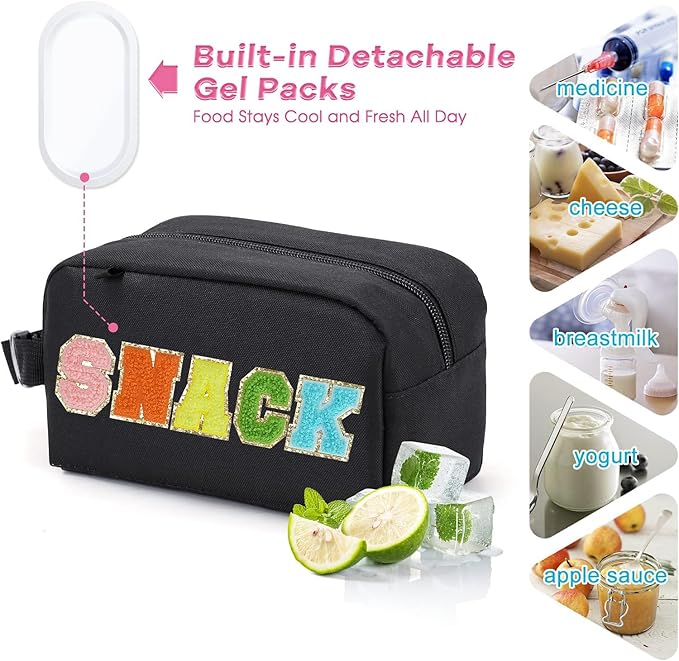 Freezable Lunch Bag,Freezable Snack Bag,Mini Cooler Bag for Travel/Work/School,Small Insulated Bag,Small Cooler Lunch Box with Ice Packs,Insulated Snack Bag,Freezable Snack Box with Handle Buckle