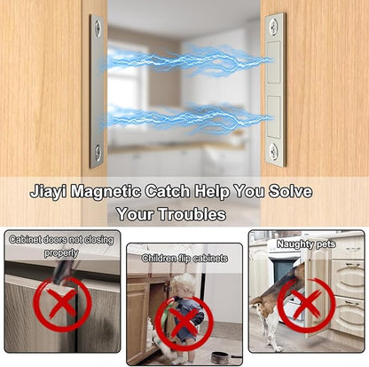 Cabinet Drawer Magnets, Jiayi Closet Magnetic Cabinet Door Catch, 4 Pack Ultra-Thin Invisible Door Magnets Closures, 30LB Heavy Duty Double Door Magnet with Screw for Wardrobe RV Screen Doors Closing