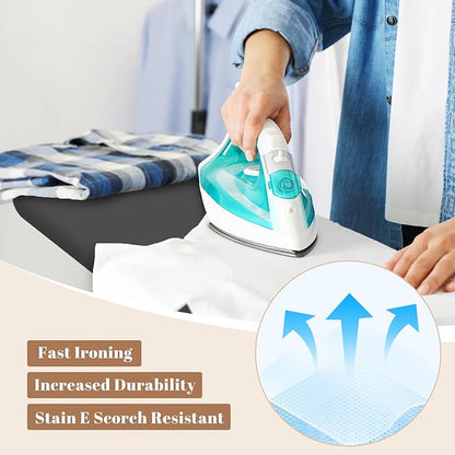 Ironing Board, Compact and Space Saver,Size 13 x 43, Metal Construction Ironing Boards with Extra Thick Heavy Duty Padded, Stable Structure,Skid Feet, Premium Iron Board (Black)
