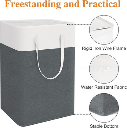 laundry basket 3-Pack, laundry hamper, Hamper with handles, collapsible laundry baskets, Waterproof dirty clothes hamper, Towel Storage for Home or Dorm, 75L-Grey