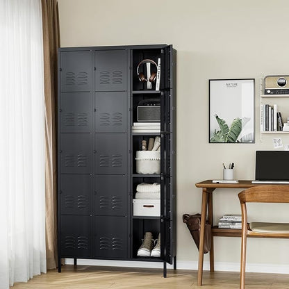 Letaya Metal Lockers for Employees-15 Door Storage Locker with Shelves and Lockable Steel Cabinet for School,Gym,Office,Staff(Black, 15 Door)