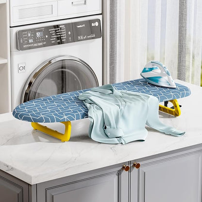 Small Ironing Board Tabletop, Foldable Mini Ironing Board, Table top Ironing Boards Small with Hanging Rope, Compact Portable Ironing Boards Save Space, Iron Board 32x12, Iron Table Stand Dark Blue