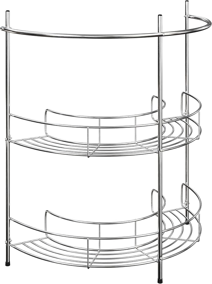 Pedestal Sink Organizer - Compact Under the Sink Rack with 2 Storage Shelves and Towel Holder - Space Saving Bathroom Storage by Lavish Home