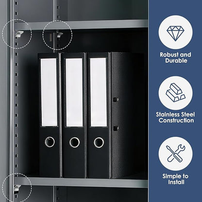 20-Pack Heavy Duty Adjustable Metal Shelf Clips Compatible with Sandusky Cabinets - Thickened 0.59in Big End & 0.31in Insert End for Metal Shelving, Bookcases, and Office Furniture