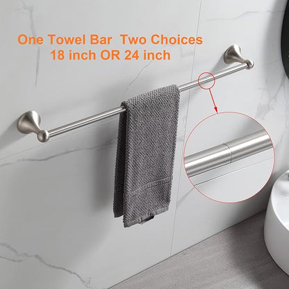BGL Bathroom Hardware Set Brushed Nickel Adjustable Expandable Bath Towel Bars Bathroom Accessory Set Towel Racks 8-Pieces Wall Mount