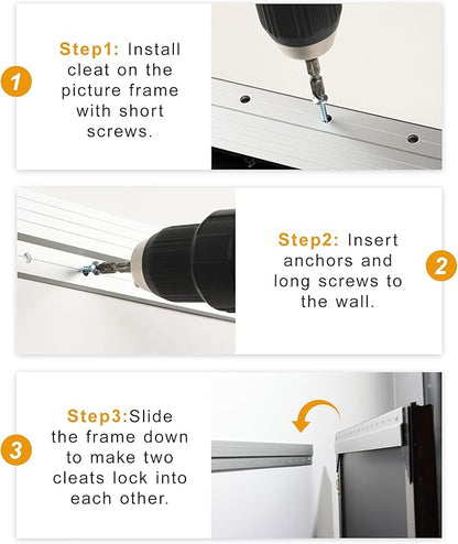 French Cleat 30 inch, 2 Pairs Heavy Duty Aluminum Z Clips/Bar Hanger Interlocking Wall Mounting Bracket Hardware Kit for Hanging Mirrors, Picture, Shelf, Headboard, Cabinet, Whiteboard, Art, Frames