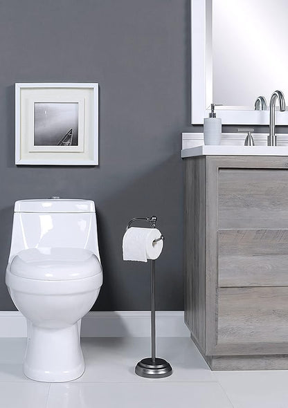 SunnyPoint Classic Bathroom Free Standing Toilet Tissue Paper Roll Holder Stand (Black Nickel)