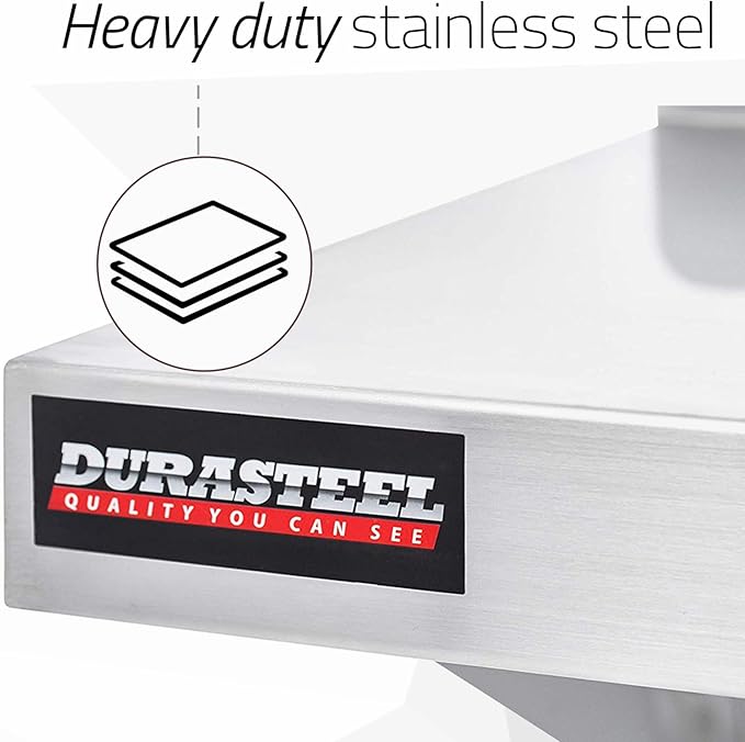 DuraSteel Stainless Steel Wall Shelf - 24" Wide x 12" Deep Commercial Grade - NSF Certified - Industrial Appliance Equipment (Restaurant, Bar, Home, Kitchen, Laundry, Garage and Utility Room)