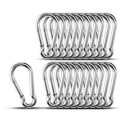 Carabiner Clip Hooks, 20pcs 3.54 inch Carabiners Heavy Duty, 304 Stainless Steel Spring Snap Hook Fits Camping Hiking, Metal Clips for Rope Chain Keys Rings