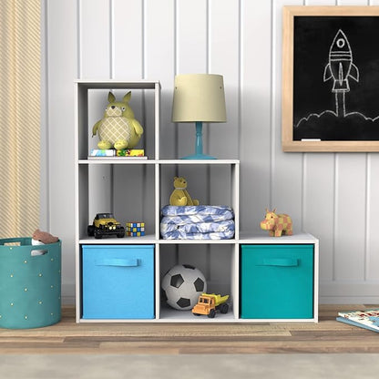 ClosetMaid Cubeicals 3-2-1 Cube Storage Shelf Organizer Bookshelf, 3 Tier, Steps, Corner Unit, Easy Assembly, Wood, White Finish