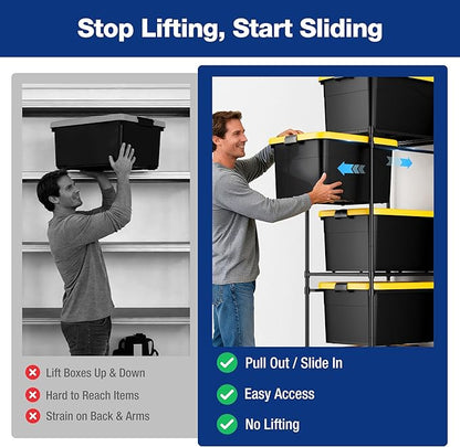 WORKPRO 2 Pack 5-Tier Tote Storage Rack, Heavy-Duty 27 Gallon Tote Storage Rack Holds 10 Totes, 1050 LBS Storage Bin Rack for Garage, Kitchen, or Basement, 30.5"x22.5"x69", Black