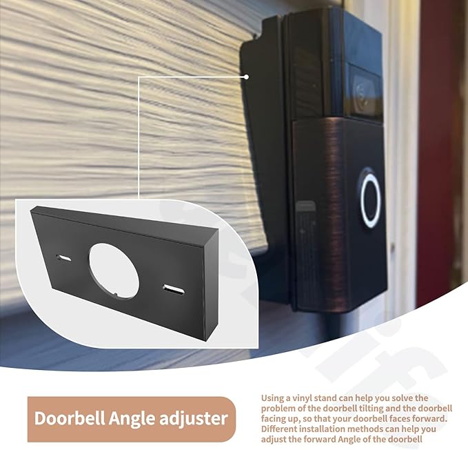 Waldenlife Video Doorbell Mount - Black Plastic Wall Mount for Ring 2/3/3 Plus - Fits Vinyl, Aluminum & Cedar Walls - Angle Adjustment