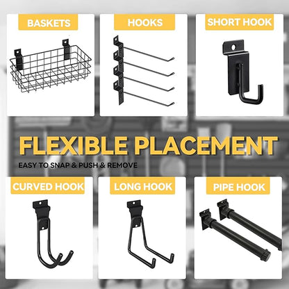 RORA Slat Wall Paneling Garage Slat Wall Storage Systems 2x4 ft Slatwall Black Heavy Duty Satwall for Tool Organization ,Pvc Slat Wall Panels,Fits for Storage and Display