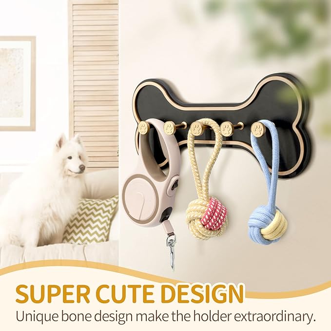 MTERSN Key Holder for Wall - Decorative Key Hook Coat Rack Wall Mount with 5 Unique 3D Dog Paws Hooks, Dog Leash Holder for Wall Hooks for Farmhouse Entryway, Gift for Dogs Lovers (Black)