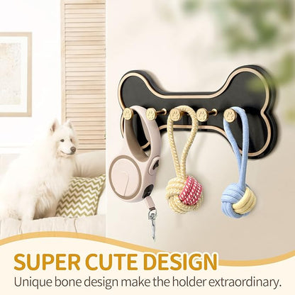 MTERSN Key Holder for Wall - Decorative Key Hook Coat Rack Wall Mount with 5 Unique 3D Dog Paws Hooks, Dog Leash Holder for Wall Hooks for Farmhouse Entryway, Gift for Dogs Lovers (Black)