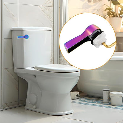 Hibbent Universal Metal Front Mount Toilet Handle Replacement Kit, Brass Toilet Flush Tank Lever with Stainless Steel Flapper Chains for Most Toilets, Rainbow Finish