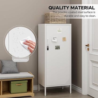 Metal Lokcer Cabinet (White, 19.69" D x 15.75" W x 49.21" H)