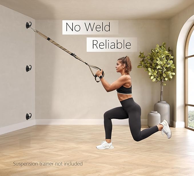 FITKIT 3-Pack Resistance Band Wall Anchor Set, No Weld Wall Mount for Exercise Bands & Suspension Straps – Compact Strength Training Kit for Home Gym Workouts & Physical Therapy
