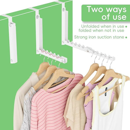 Over Door Hooks,Over the Door Clothes Hanger with 10 Ridges,Space-Saving Over the Door Drying Rack,Door Hooks for Hanging Clothes,Larger Capacity Over the Door Hanger (1, White)