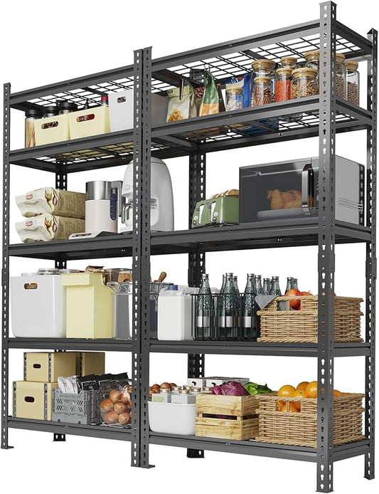 Garage Shelving 2200 LBS Storage Shelves Adjustable Metal Shelving Unit Heavy Duty 5 Tier Metal Shelves for Garage Kitchen Pantry Warehouse Basement, 36" W × 16" D × 72" H, 2 Pack