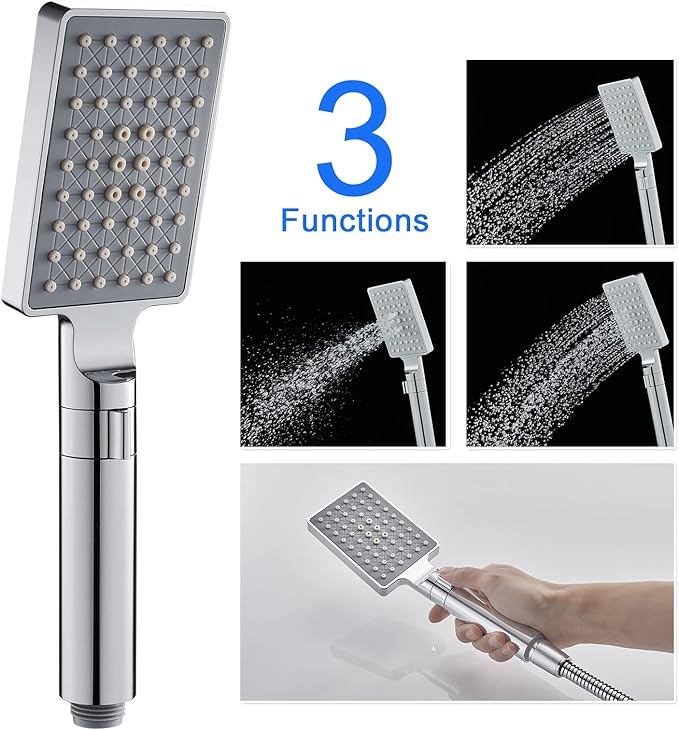 POPFLY LED Rainfall Waterfall Shower Panel Tower System, 4 Body Jets and 4 Mist Spray, 3-Function Handheld Shower, 304 Stainless Steel Shower Tower with Temp Display, Brushed