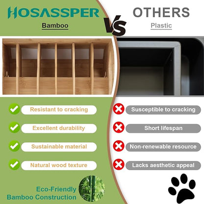 Upgraded Bamboo Cat Food Can Organizer - FIFO Pantry Storage Rack, Holds 42 (3oz) Cans, Stackable Pet Food Can Organizer for Kitchen Pantry (1)