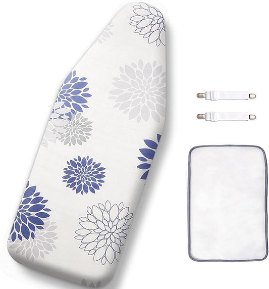 SheeChung 12.5"x32" Small Ironing Board Cover and Pad,Fits Mini Table Top Ironing Board,Extra Thick Padding,Elastic Cord&Fasteners,Heat Resistance(Ironing Board Not Included)