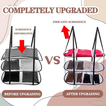 CINPIUK 2 Pcs 3-Tier Sweater Drying Rack Over The Door, Foldable Mesh Hanging Dryer Flat with Hooks, Large Breathable Laundry Drying Hanger, Clothes Lay Flat Dryer for Apartments Dorms Bathrooms