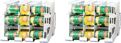FIFO Can Tracker 2-Pack - 3-Tier Rotating Food Can Organizer for Pantry, Expandable Soda Can Storage for Kitchen, Holds 54 Cans of Food or Soda