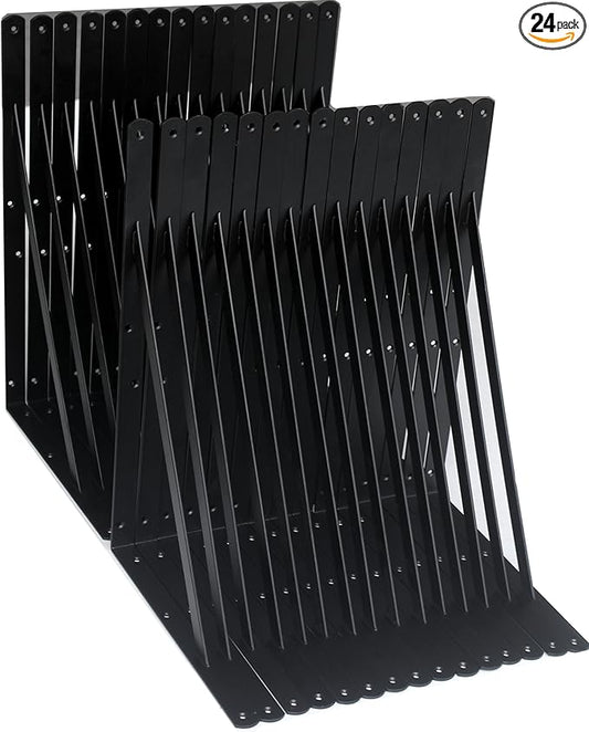 24 Pack L20 x H 12" Black Heavy Duty Shelf Brackets with Screws Metal Shelf Brackets Shelf Support Angle Brackets for Shelves L Brackets Heavy Duty Floating Shelf