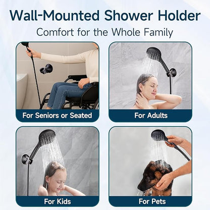 BRIGHT SHOWERS Handheld Shower Head Holder with Dual Angle Positions, Wall Suction Bracket Includes Adhesive 3M Disc, No Tools Required and Easy Installation, Oil Rubbed Bronze Finish
